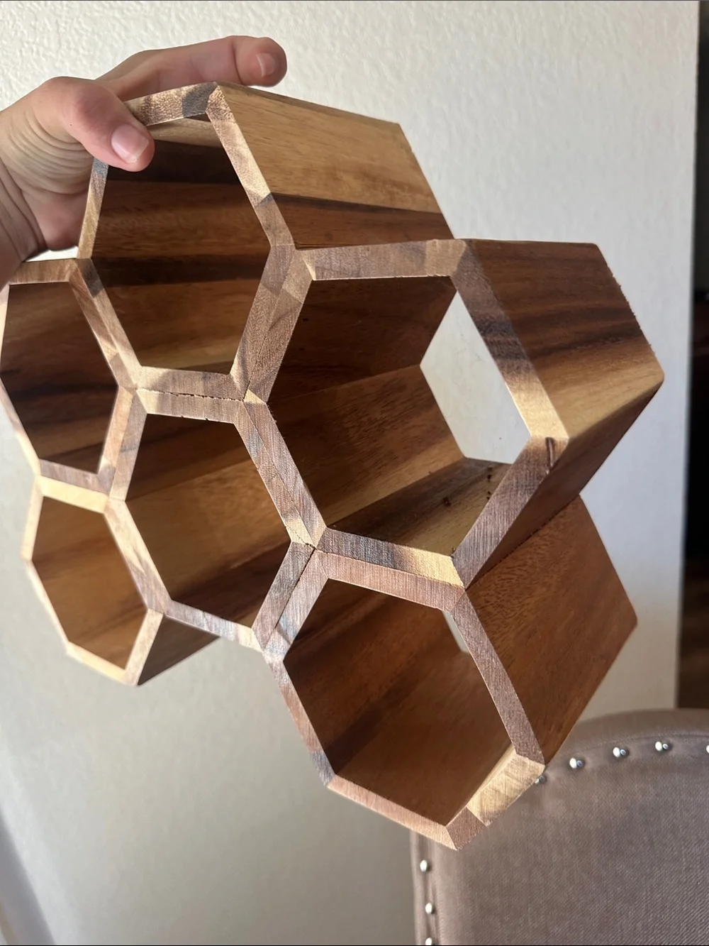 Hexagonal Honeycomb Wall Shelf - Brown Wood